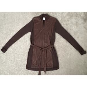 Avon Brown Knit Cardigan Sweater Tie Waist Long Sleeve Medium Boho Cozy